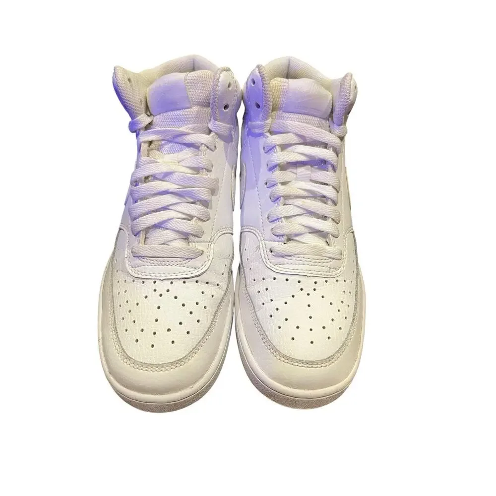 Nike Court Vision Mid Next Nature shoes in a triple white colorway US 9 EU 40.5